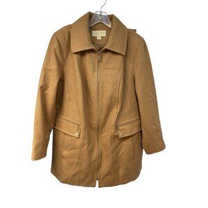 Michael Kors Women's Walker Coat Wool Zipper Camel Plus Size 1X
